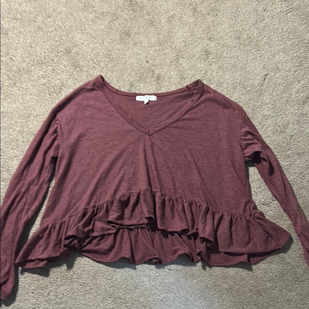 Truly Madly Deeply Purple Asymmetrical Ruffled Blouse